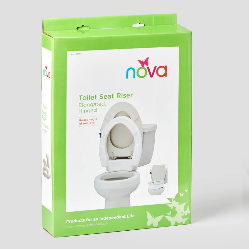 3.5 Inch Hinged Toilet Riser Seat - Adjustable Height Bathroom Safety Aid for Elderly & Disabled - Ideal for Home Care & Mobility Assistance