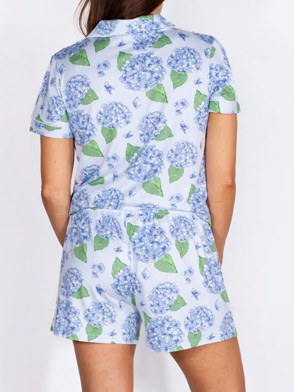 Comfortable Hydrangea Sleep Shorts for Women - Soft Lounge Pajama Shorts for Nightwear & Relaxing at Home