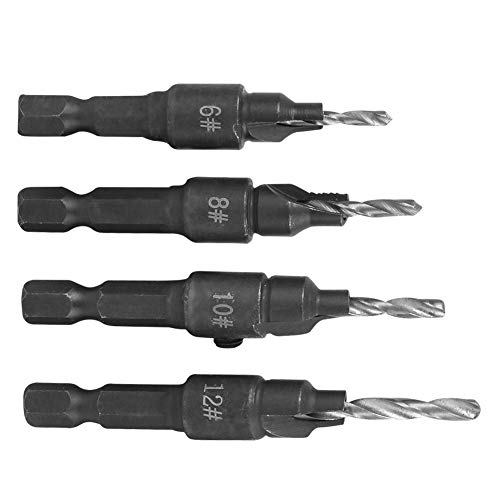 Oumefar 4Pcs Carbon Steel Drill Bit Set #6-#12 with Hex Shank - High-Speed Tile & Glass Drill Bits for Concrete, Ceramic, Brick - Perfect for DIY Home Renovation & Professional Construction Projects
