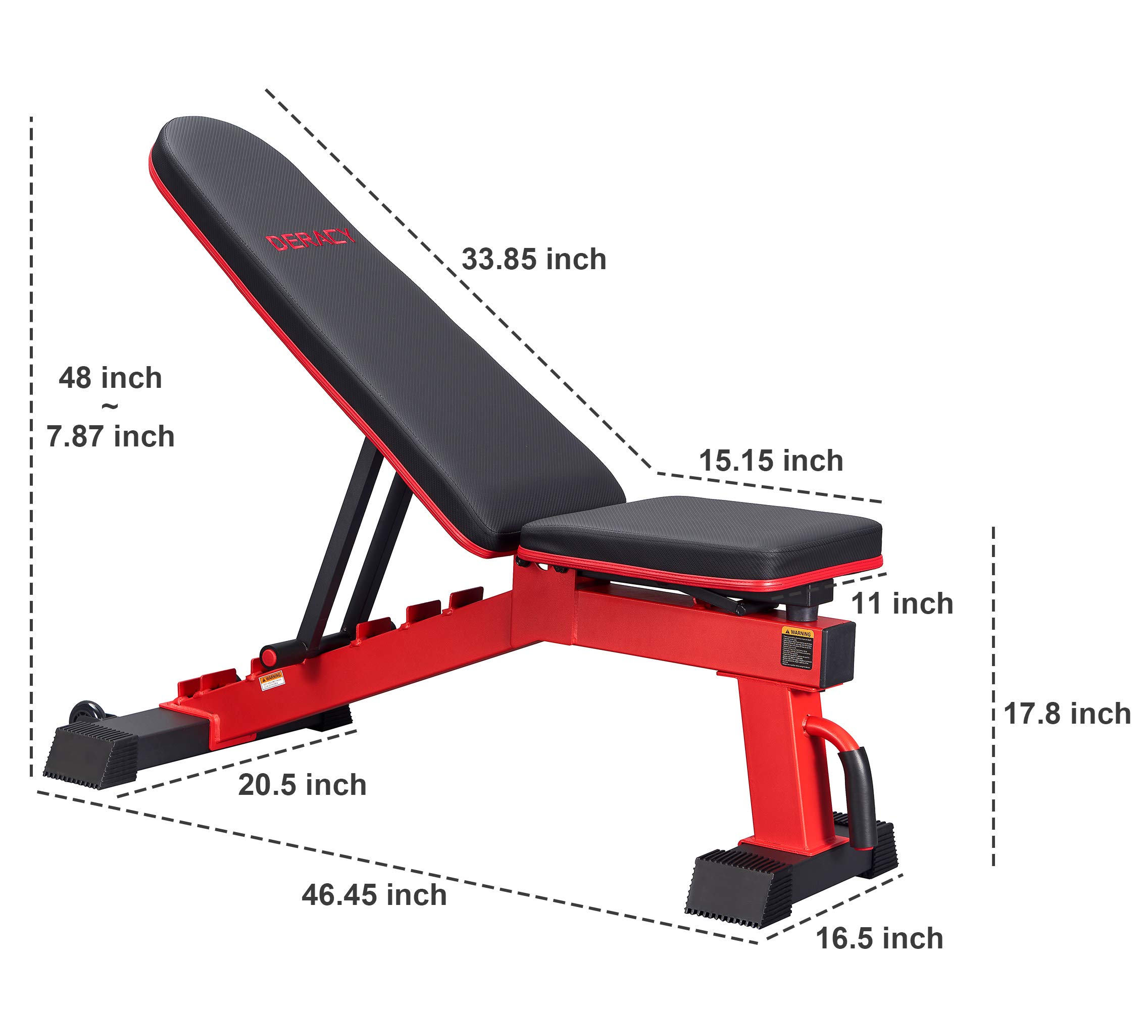 DERACY Adjustable Weight Bench for Full Body Workout - Incline & Decline Home Gym Equipment for Strength Training | Perfect for Home Gym, Garage Workouts & Fitness Enthusiasts