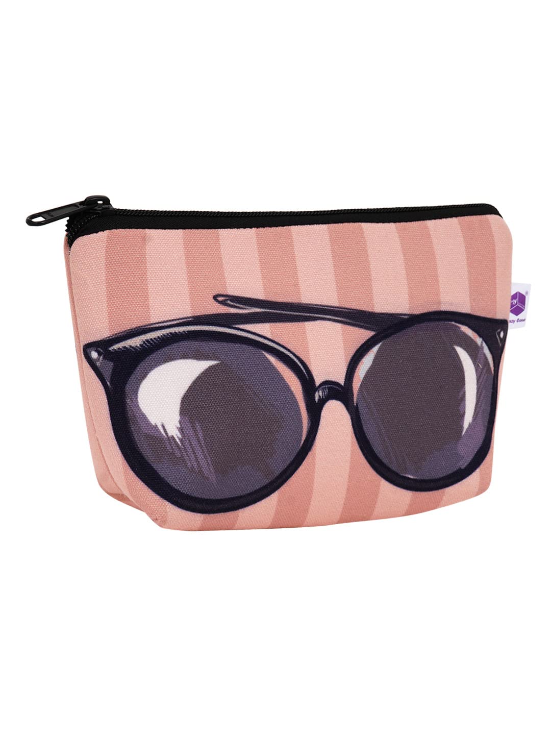 Crazyify Printed Makeup Pouch for Women | Waterproof Canvas Cosmetic Bag | Travel Toiletry Organizer with Zipper | Perfect for Gym, Beach & Daily Essentials Storage