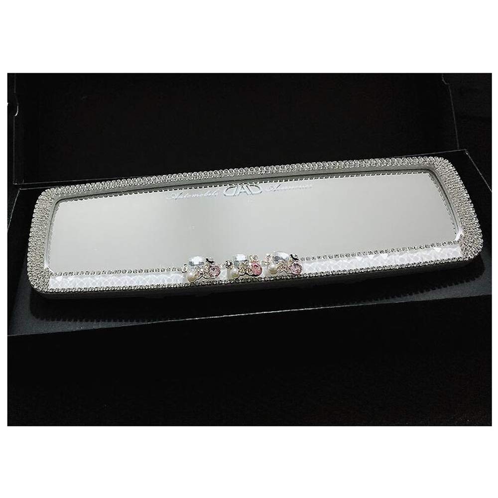 Crystal Diamond Car Rear View Mirror Decoration - White | Elegant Interior Accessory for Cars, SUVs & Trucks | Perfect for Gifts & Customization