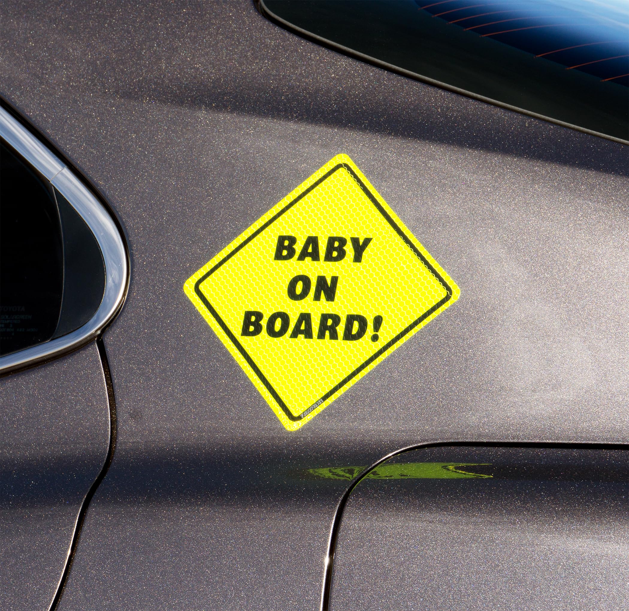 Baby On Board Car Sign - 2 Pack Reflective Magnetic Bumper Sticker (5.5