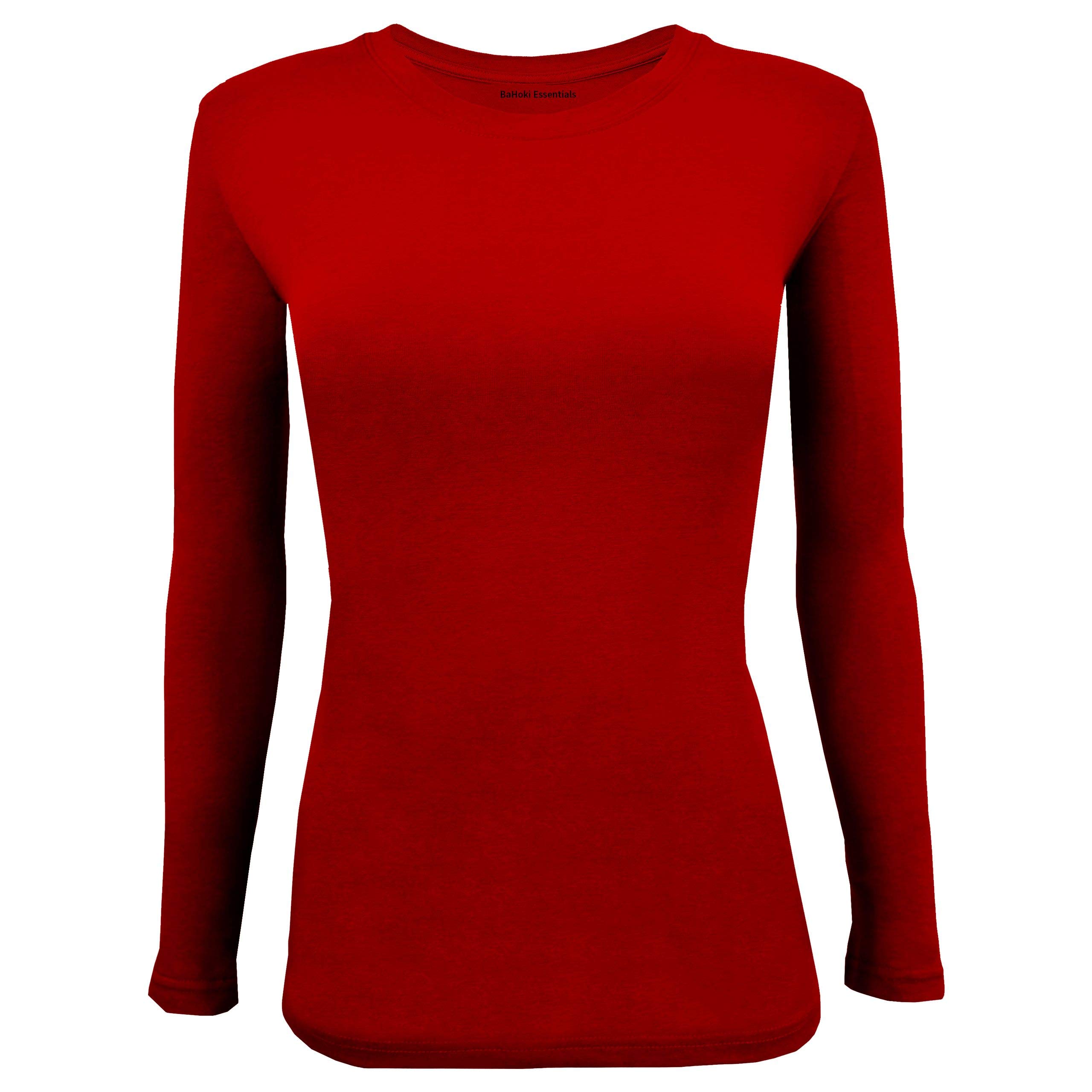 BaHoki Essentials Long Sleeve Undershirts for Scrubs - Stretchy Comfort Fit Layering Shirt for Nurses & Healthcare Workers - Perfect Under Scrubs for Hospital Shifts & Medical Work