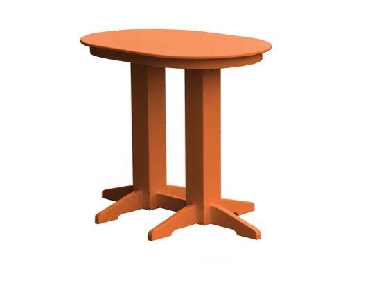 A & L Furniture Oval Bar Table with Free 2 Umbrella Holes - Perfect for Outdoor Patio, Poolside, and Backyard Entertaining