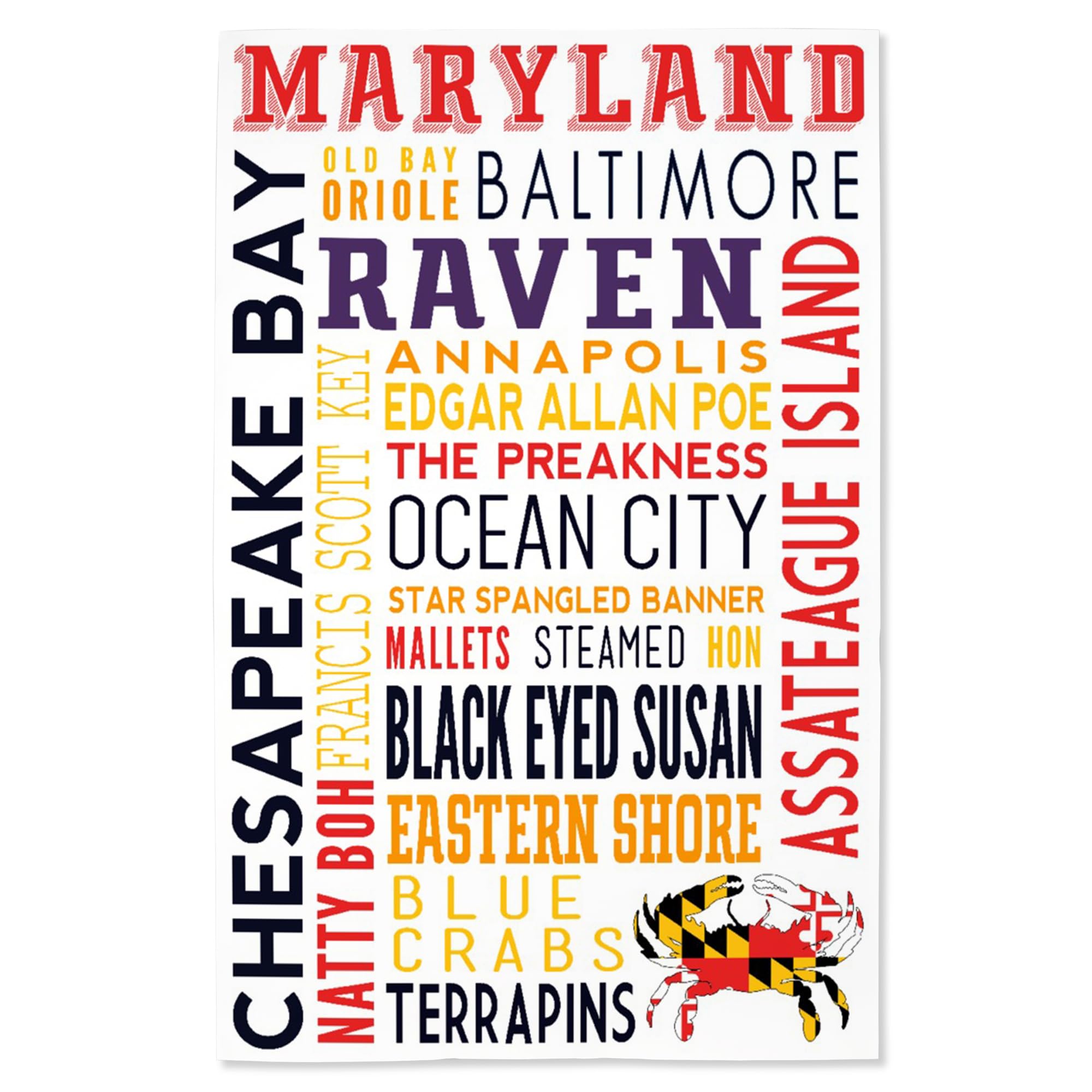 Lantern Press 16x24 Inch Giclee Art Print - Maryland Typography Wall Decor for Living Room, Bedroom & Office | Premium Canvas Artwork for Home & Office Decor