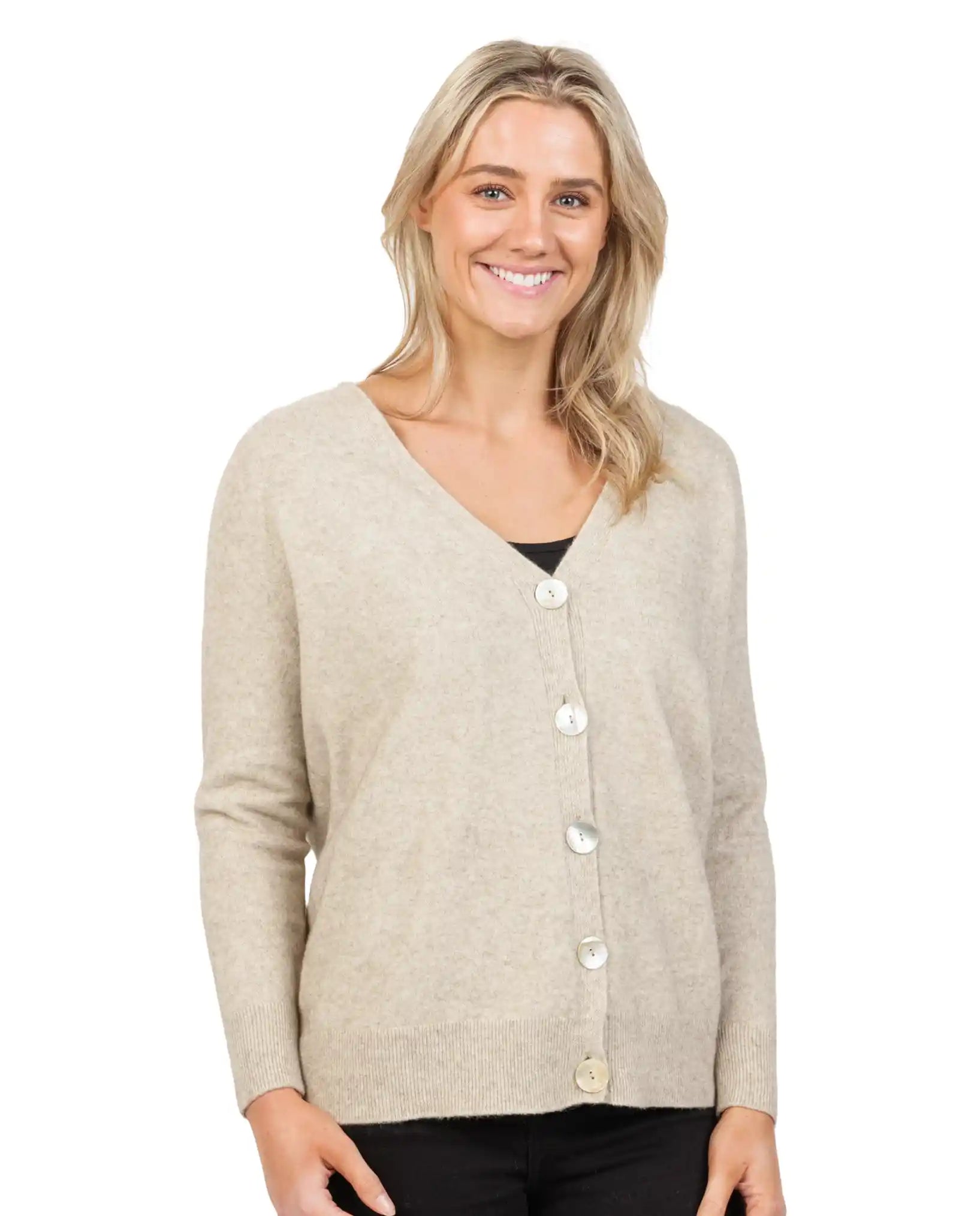 Natural Women's Relaxed Cardigan Sweater - Soft Comfortable Open Front Long Sleeve Knit Cardigan for Casual Wear, Lounge & Office - NB851