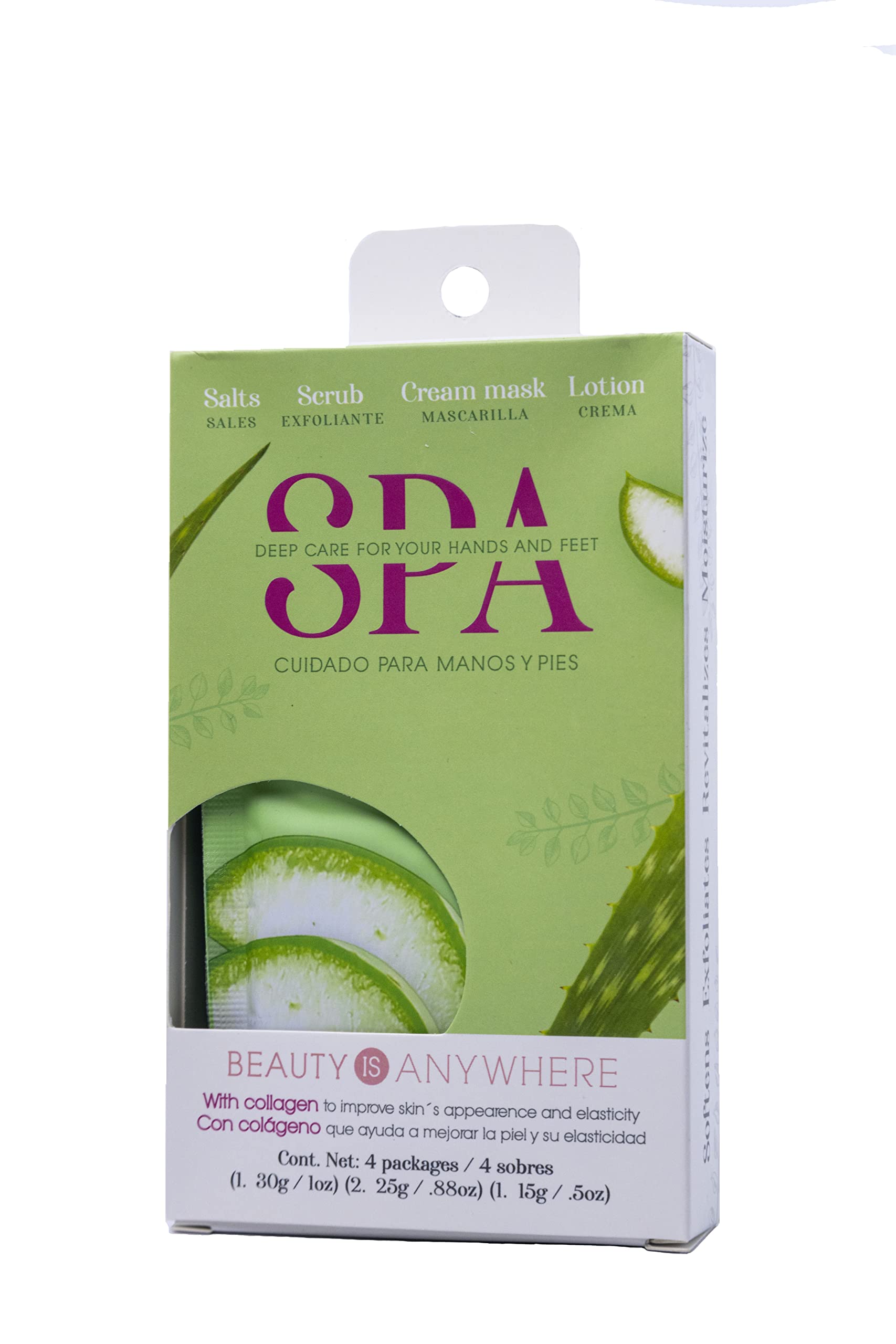 NAIL FACTORY – DEEP CARE SPA PACKAGE with Collagen & Vitamin E | Skin Softening, Exfoliating, Revitalizing & Moisturizing Treatment | 60 Packs (4 Single-Use Aloe Essence Sachets Each) | Perfect for At-Home Spa Days, Nail Salon Treatments & Self-Care Routines