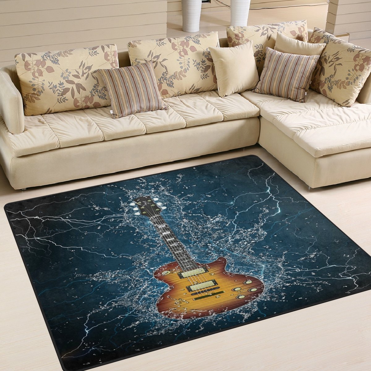 ALAZA Electric Guitar Design Abstract Area Rug - 5'3