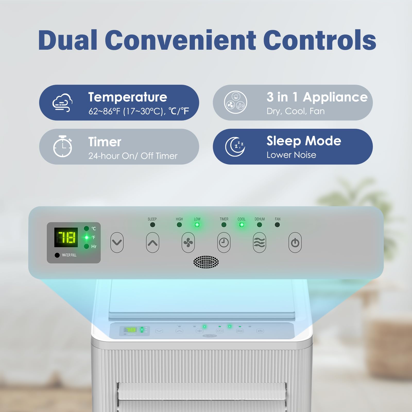Air Choice 8000 BTU Portable Air Conditioner - Cools Rooms Up to 350 Sq.Ft, 3-in-1 AC Unit with 24H Timer, Sleep Mode & Remote Control, Ultra Quiet Operation with Digital Display & Window Kit - Perfect for Bedrooms, Offices and Small Apartments
