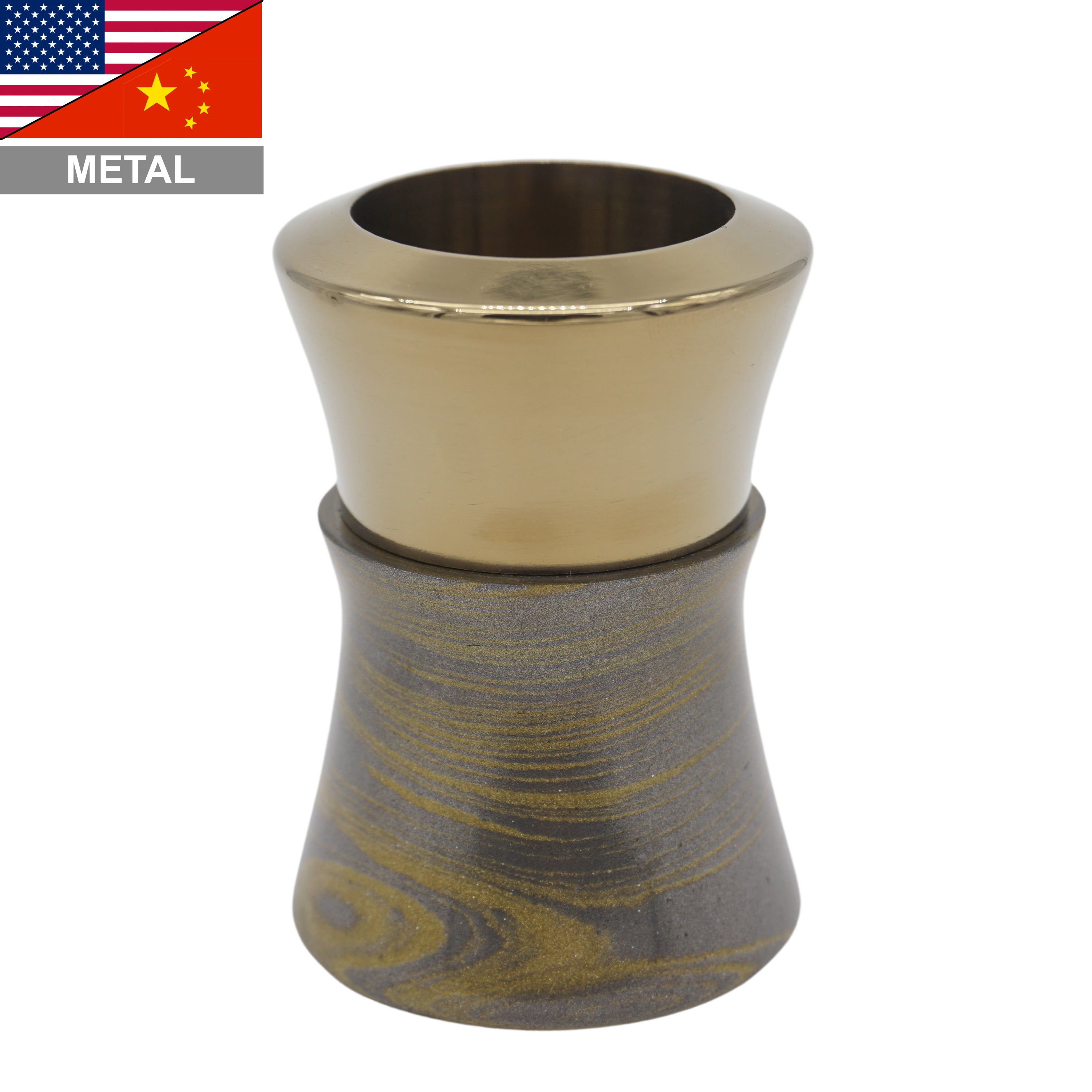 Handcrafted Gunsmoke & Gold Bronze Shaving Brush Handle - Fits 26mm & 28mm Knots - Perfect for Wet Shaving & Grooming Gifts