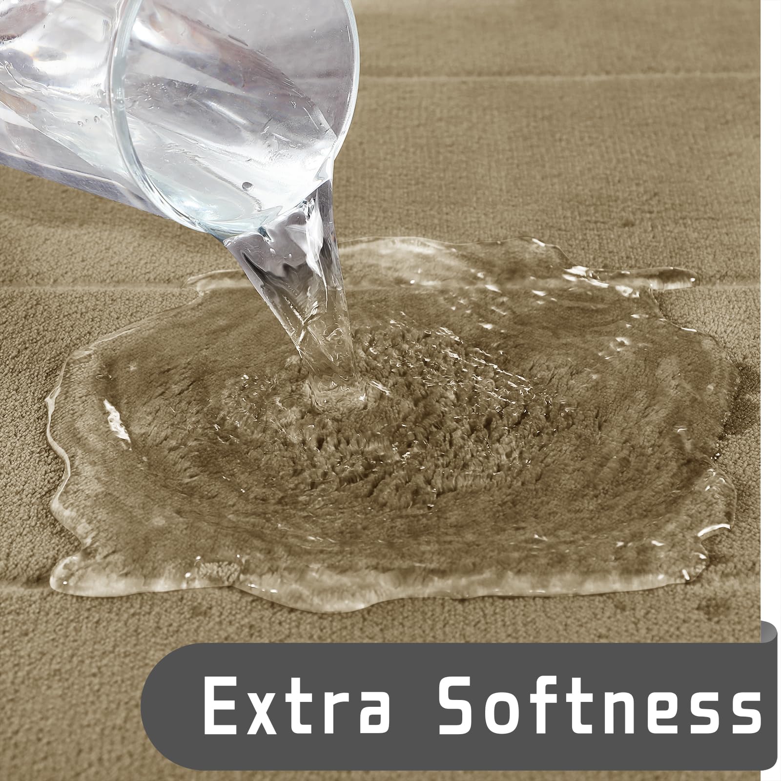Yimobra 2-Piece Bathroom Rug Set - 24x17 Absorbent Memory Foam Bath Mat & 24x20 Non-Slip Toilet Rug, Machine Washable, U-Shaped Design in Pale Khaki - Perfect for Bathroom Safety and Comfort