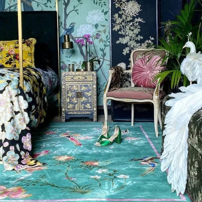 Handmade Birdsong Jade Tufted Wool Rug - Eco-Friendly & Soft - Perfect for Living Room, Bedroom, or Nursery Decor