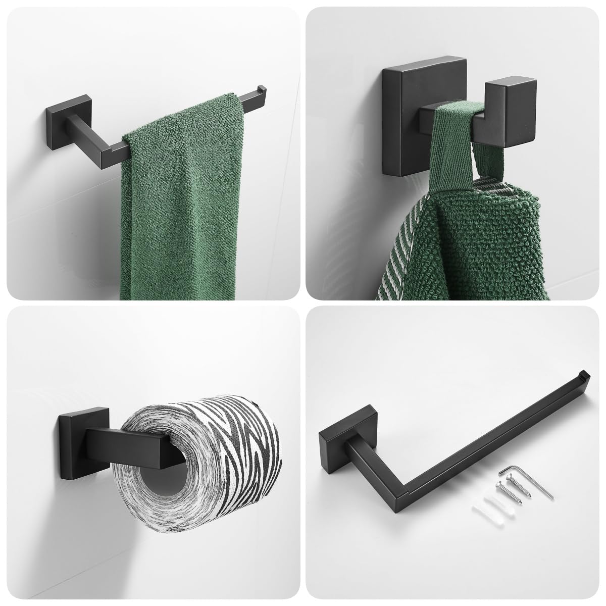 Premium Matte Black Bathroom Hardware Set - 23.6