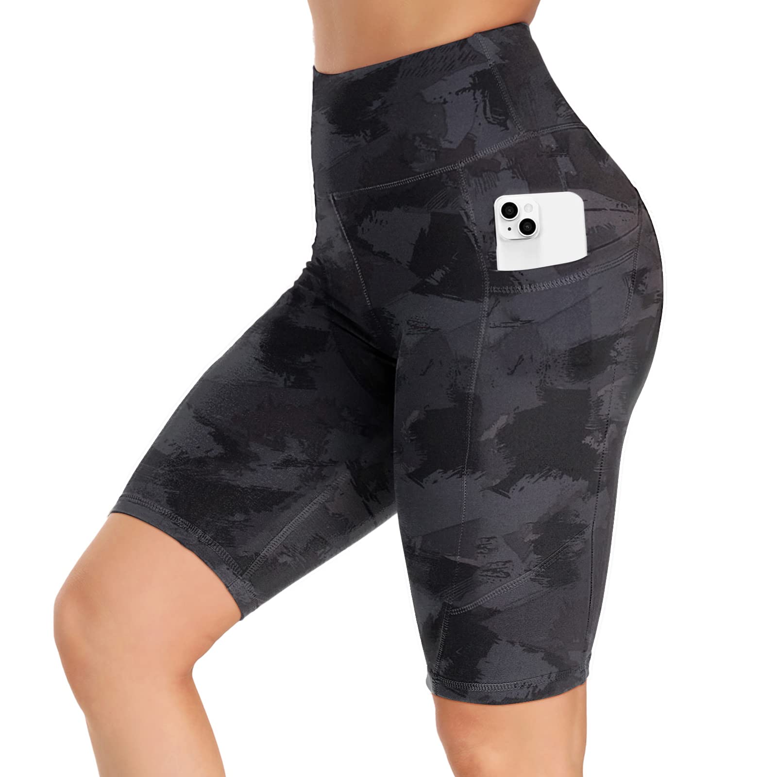 HLTPRO Women's High Waist Spandex Biker Shorts with Pockets - Workout, Gym & Yoga Shorts for Running, Cycling & Active Wear