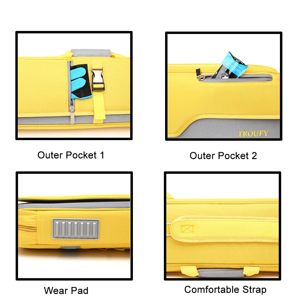 TROUFY 4x4 Pool Cue Case - Durable Yellow Backpack for Carrying 4 Pool Cue Sticks - Protective Billiard Equipment Storage - Perfect for Pool Players & Tournament Travel
