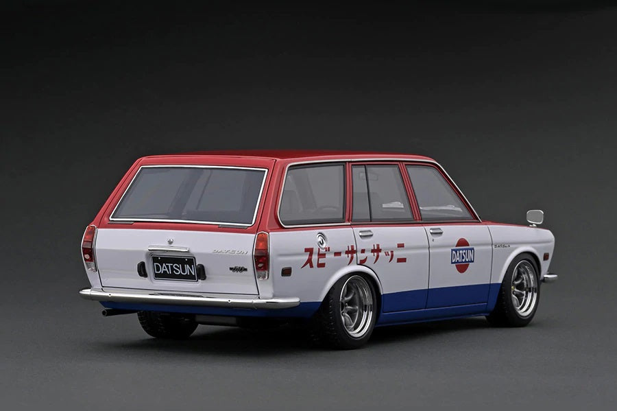 1:18 Scale Datsun Bluebird 510 Wagon Diecast Model Car - Red, White & Blue Collectible - Perfect for Display, Gifts & Car Enthusiasts