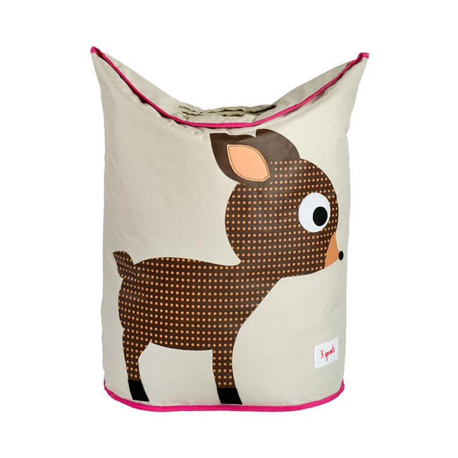 3 Sprouts Laundry Hamper with Deer Design - Foldable Clothes Hamper for Kids Room, Nursery, and Dorm Organization - Perfect for Baby Clothes, Toys, and Laundry Storage