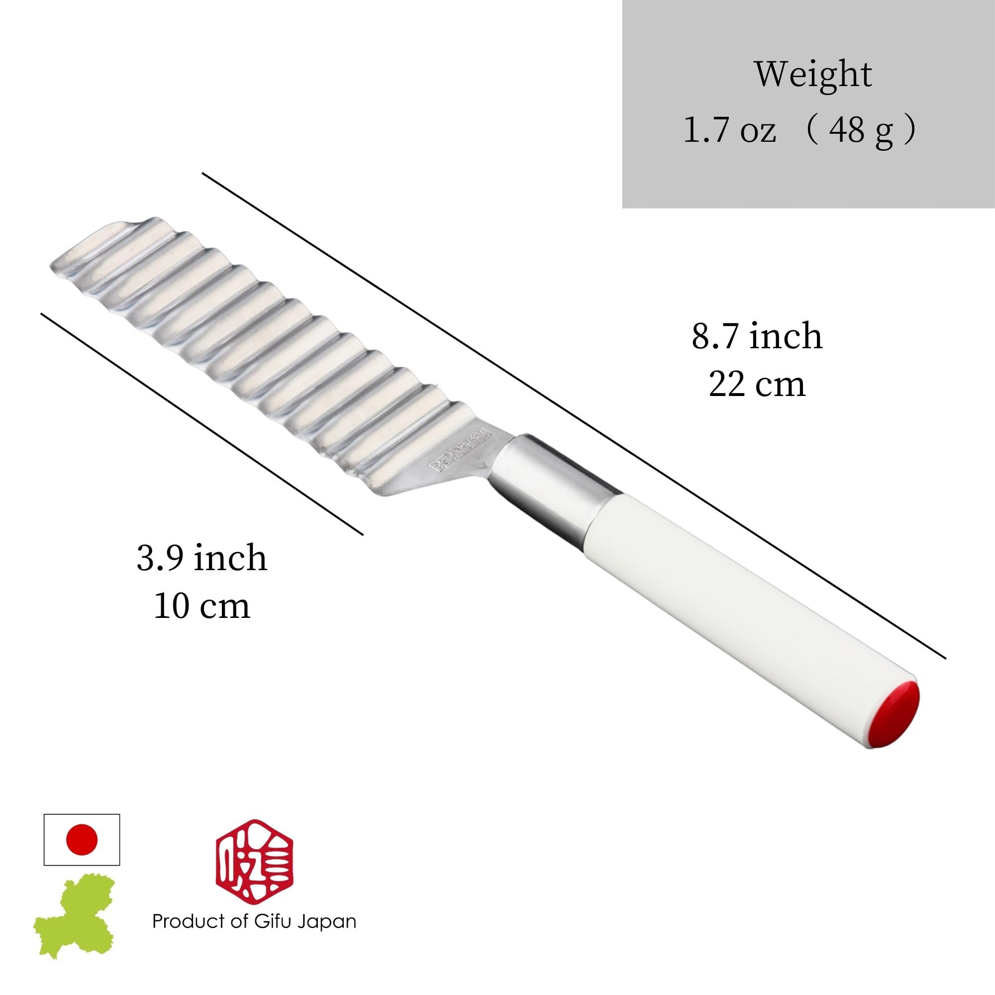 Seki Japan Stainless Steel Crinkle Cut Knife - 3.9 Inch Wavy Blade Vegetable & Potato Cutter with White Handle - Perfect for Salad Prep, Garnishing, and Creative Cooking