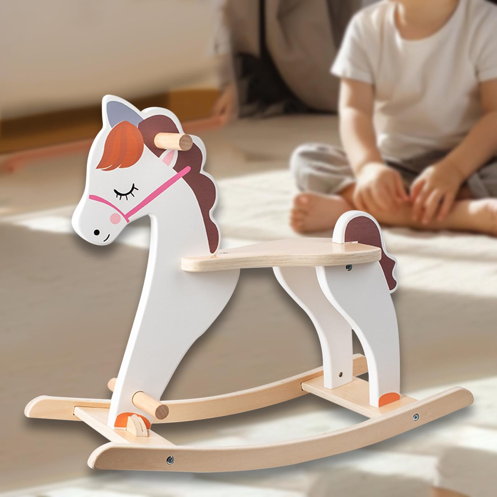 Milageto Wooden Rocking Horse for Kids - Classic Rocker Toy & Baby Ride-On Animal - Perfect Birthday Gift for Toddlers & Children - Fun Indoor Play & Nursery Decor