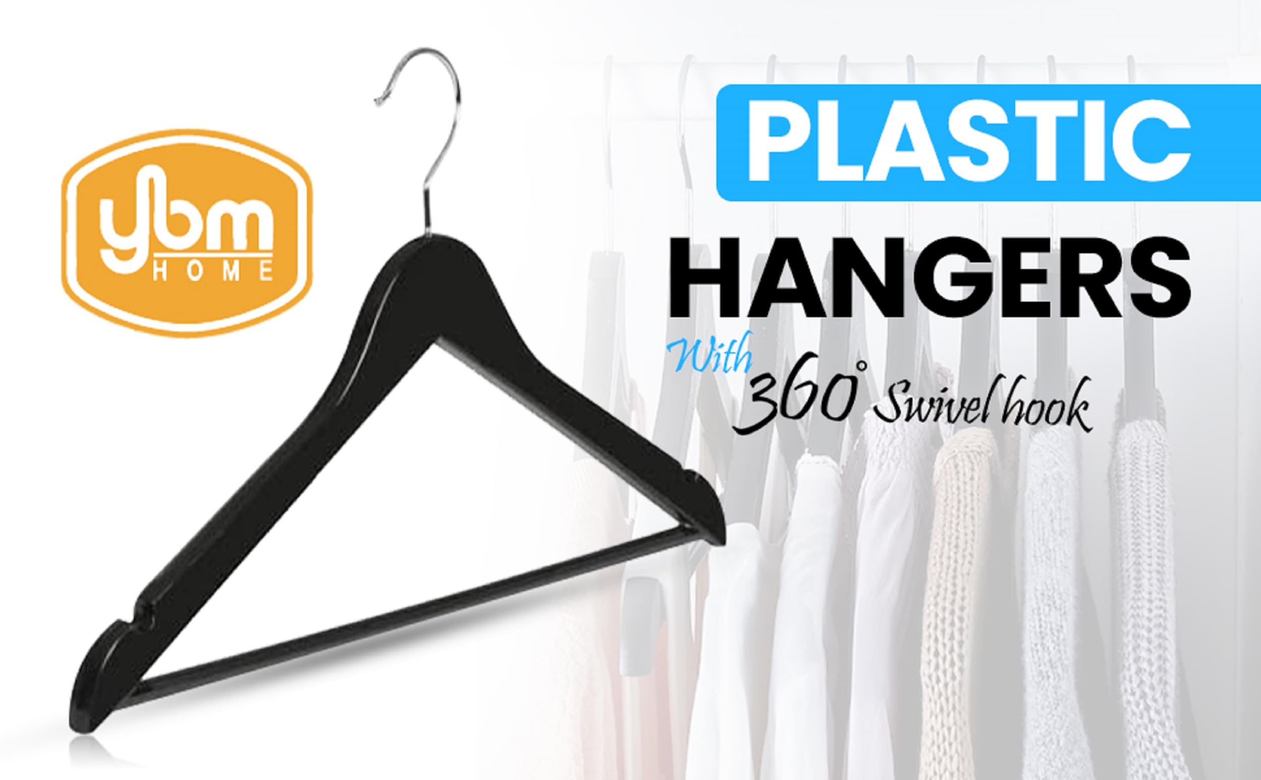 50-Pack Grey ABS Plastic Clothes Hangers - Heavy Duty Suit Hangers for Dresses, Blouses, Pants, Shirts, Ties & Sweaters | Ideal for Closet Organization, Retail Stores & Dry Cleaning Businesses