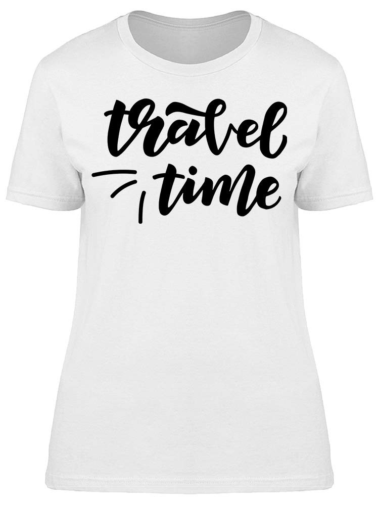 Hand Drawn Travel Time Graphic T-Shirt for Women - Casual Vacation Outfit & Summer Travel Essential