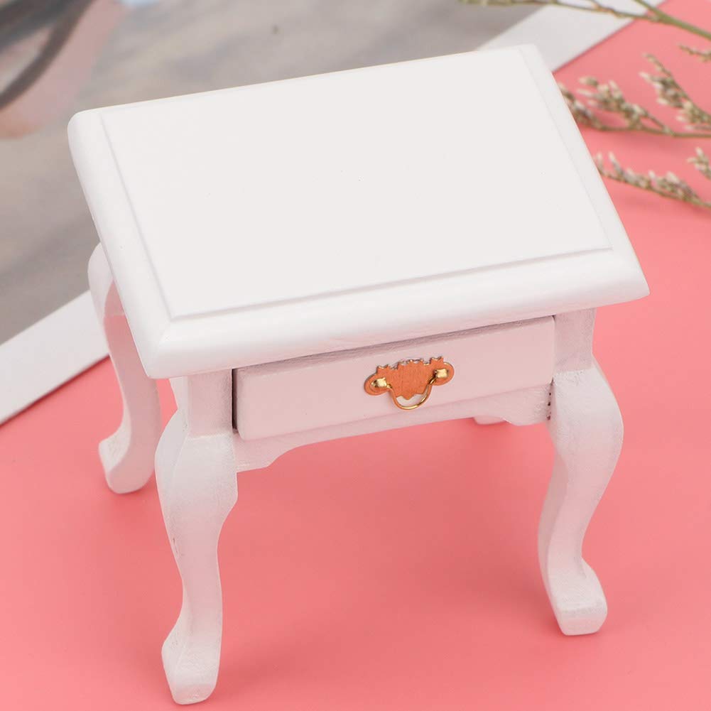 1:12 Scale Miniature Dollhouse Nightstand with Drawer - Realistic Wooden End Table for Dollhouse Accessories, Kids Gift & Collectibles | Perfect for Dollhouse Decor, Miniature Scenes & Children's Playtime