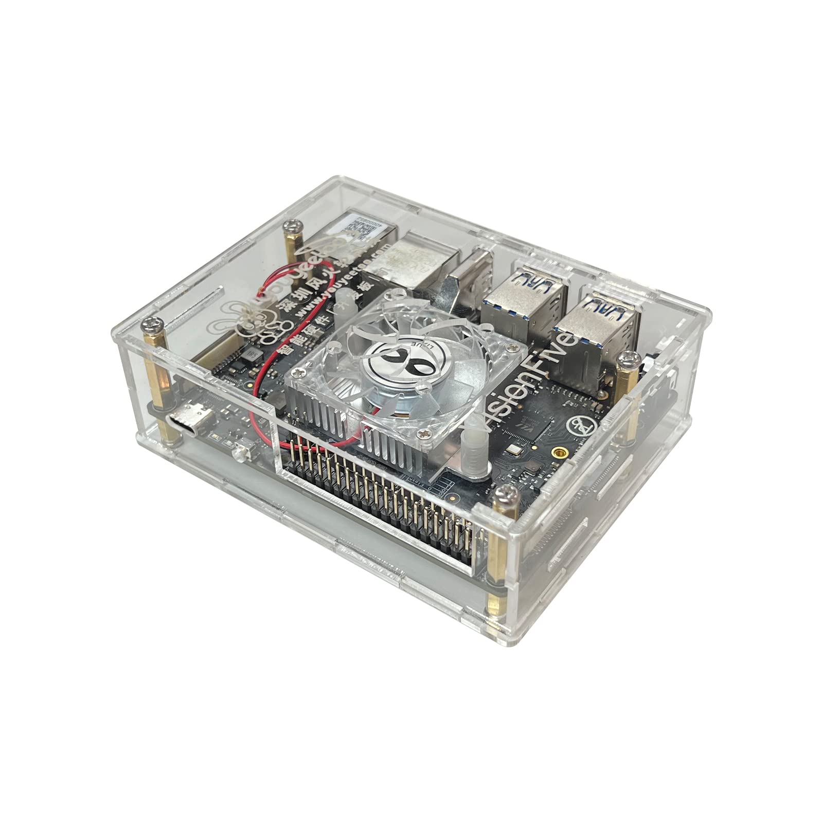 WayPonDEV Acrylic Case for VisionFive2 RISC-V Linux Single Board Computer with Heat Sink - Protective Cover for DIY Projects, Home Automation & IoT Development
