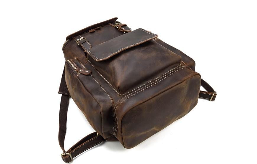 Premium Genuine Leather Backpack for Men & Women - Stylish Durable Rucksack Purse for Travel, Work & Daily Commute