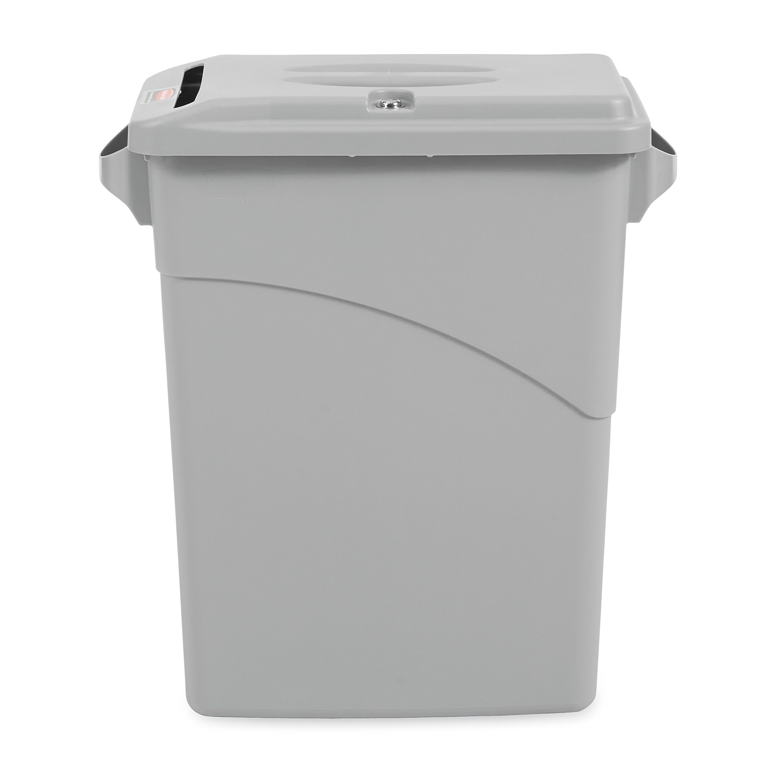 Rubbermaid 16-Gallon Slim Jim Confidential Document Trash Can with Locking Lid - Secure Disposal for Office, Home & Legal Documents - Gray Commercial Grade Recycling Bin