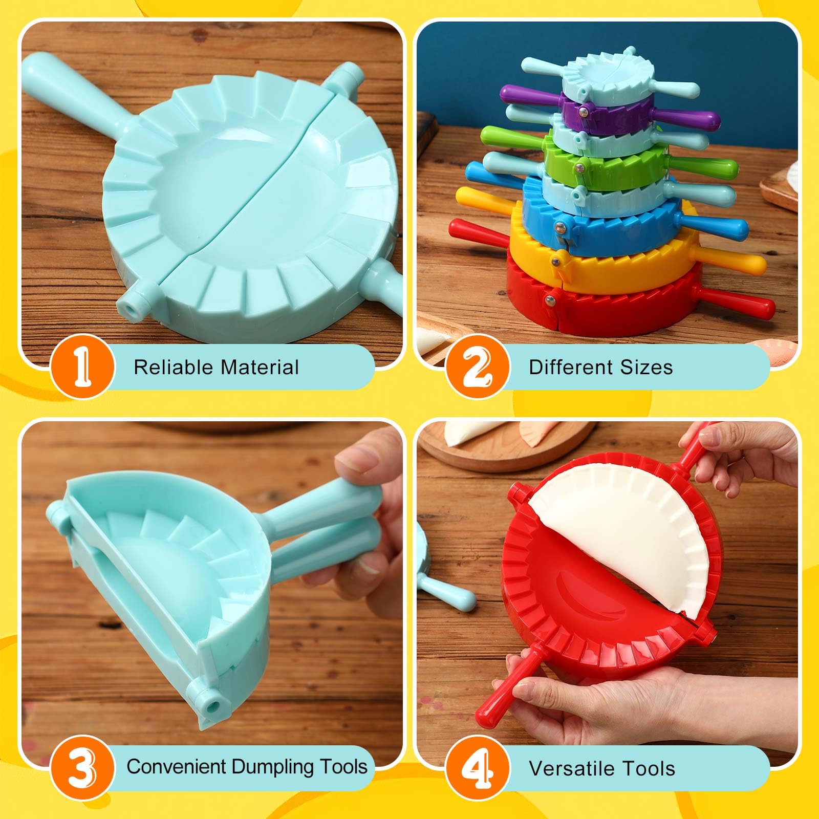 8-in-1 Plastic Dumpling Maker Kit - Multi-Size Empanada & Gyoza Press Mold Set for Homemade Dumplings, Wontons & Pastries - Perfect for Asian Cooking, Meal Prep & Family Fun