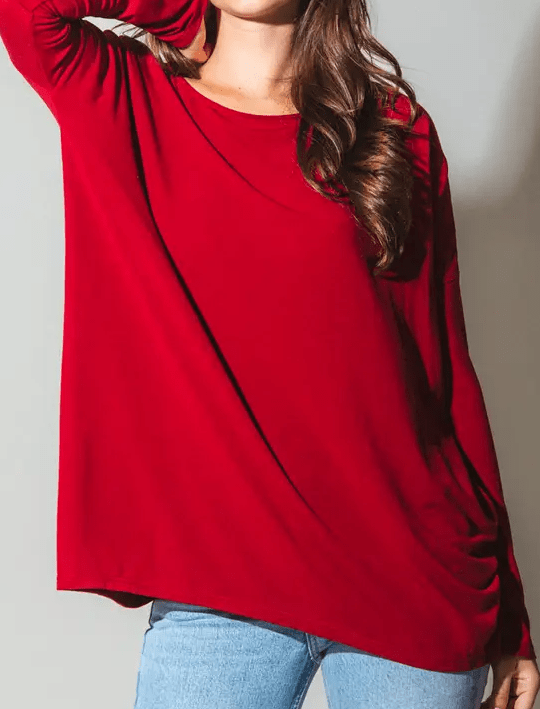 Women's Long Sleeve Tunic Knit Top - Soft Stretchy Casual Blouse for Fall & Winter - Perfect for Office, Layering or Weekend Outfits