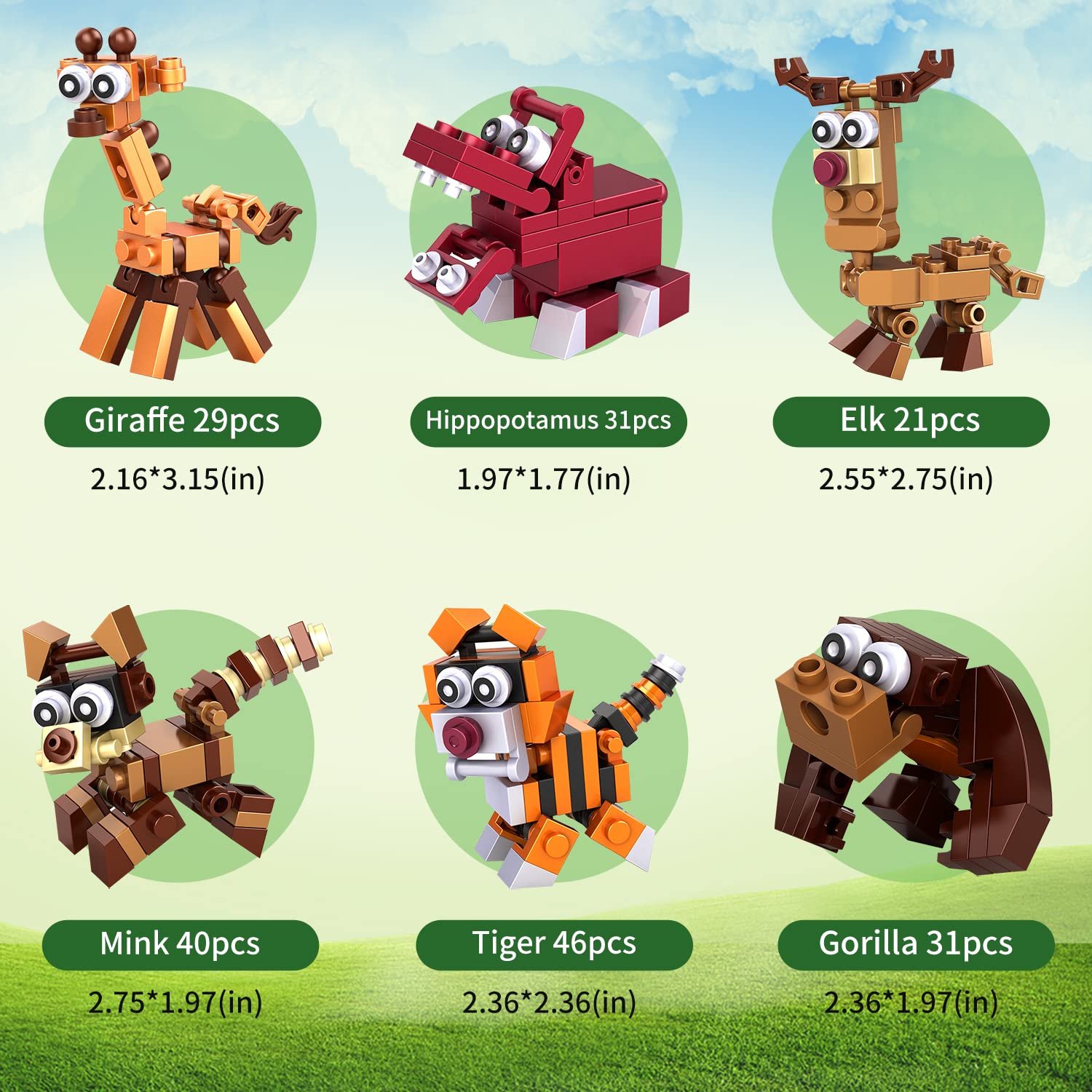 12 in 1 Pre-Filled Animal Building Block Set - 12 Pcs Mini STEM Construction Toys for Kids | Creative Educational Classroom Prizes, Birthday Party Favors, Carnival Gifts & Goodie Bag Fillers | Perfect for STEM Learning, Group Play & Gift-Giving Occasions