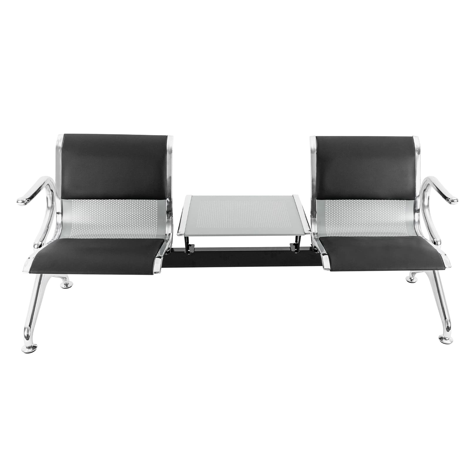 Premium 2-Seat PU Leather Reception Bench with Table & Arms - Comfortable Waiting Room Chairs for Airport, Office, Bank, Salon, Hospital & School | Ideal for Lobbies, Waiting Areas & Guest Reception Spaces
