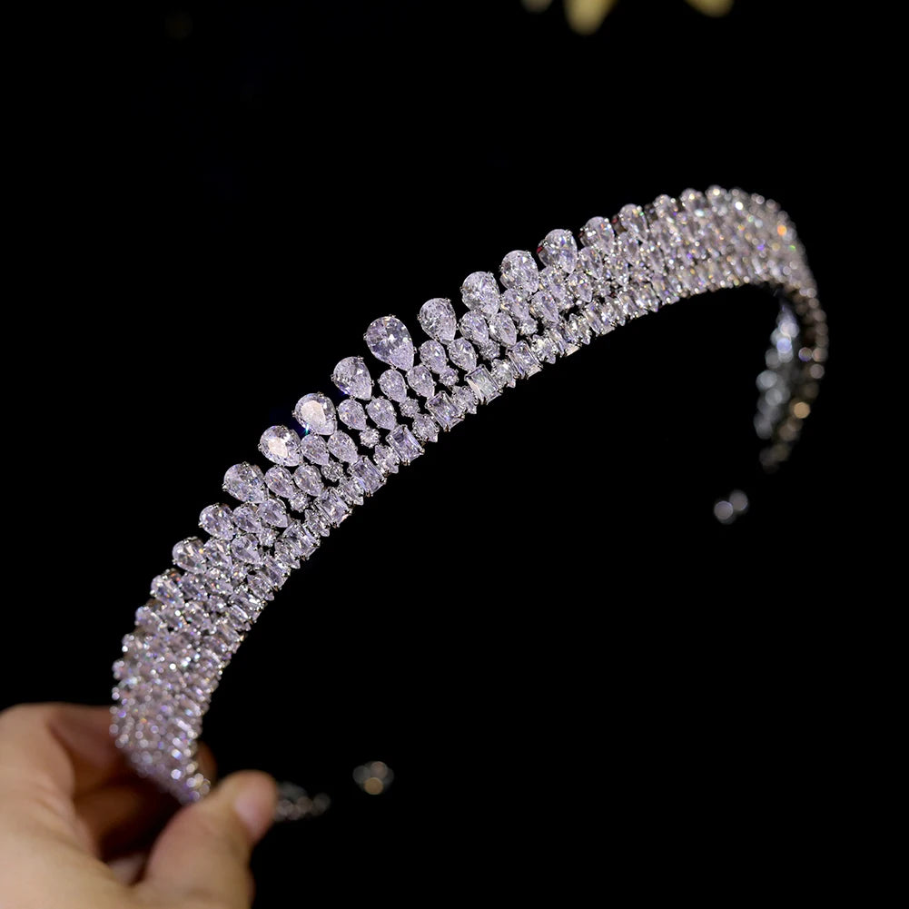 Elegant Crystal Zircon Headband for Girls - Princess Birthday Tiara, Wedding & Party Hair Accessory | Perfect for Birthday Parties, Weddings, Pageants & Special Occasions
