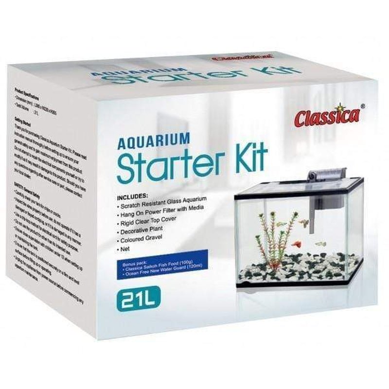 Classic Aquarium Starter Kit - 10 Gallon Fish Tank with LED Light, Filter & Heater - Perfect for Beginners, Home or Office Decor