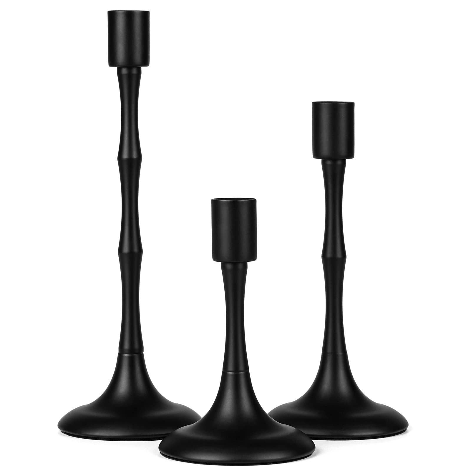 Matte Black Taper Candle Holder Set of 3 - Modern Farmhouse Candlestick Holders for Wedding, Christmas, Thanksgiving - Elegant Dining Table Centerpiece Decor for Home, Party & Holiday Celebrations
