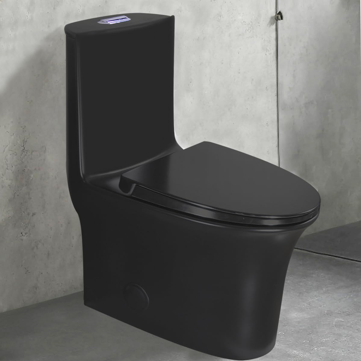 WinZo Elongated One Piece Toilet with 3-in-1 Dual Flush & Soft Close Seat - Modern Elongated Toilet Bowl with Matt Black Finish for Bathroom, Home, and Commercial Use