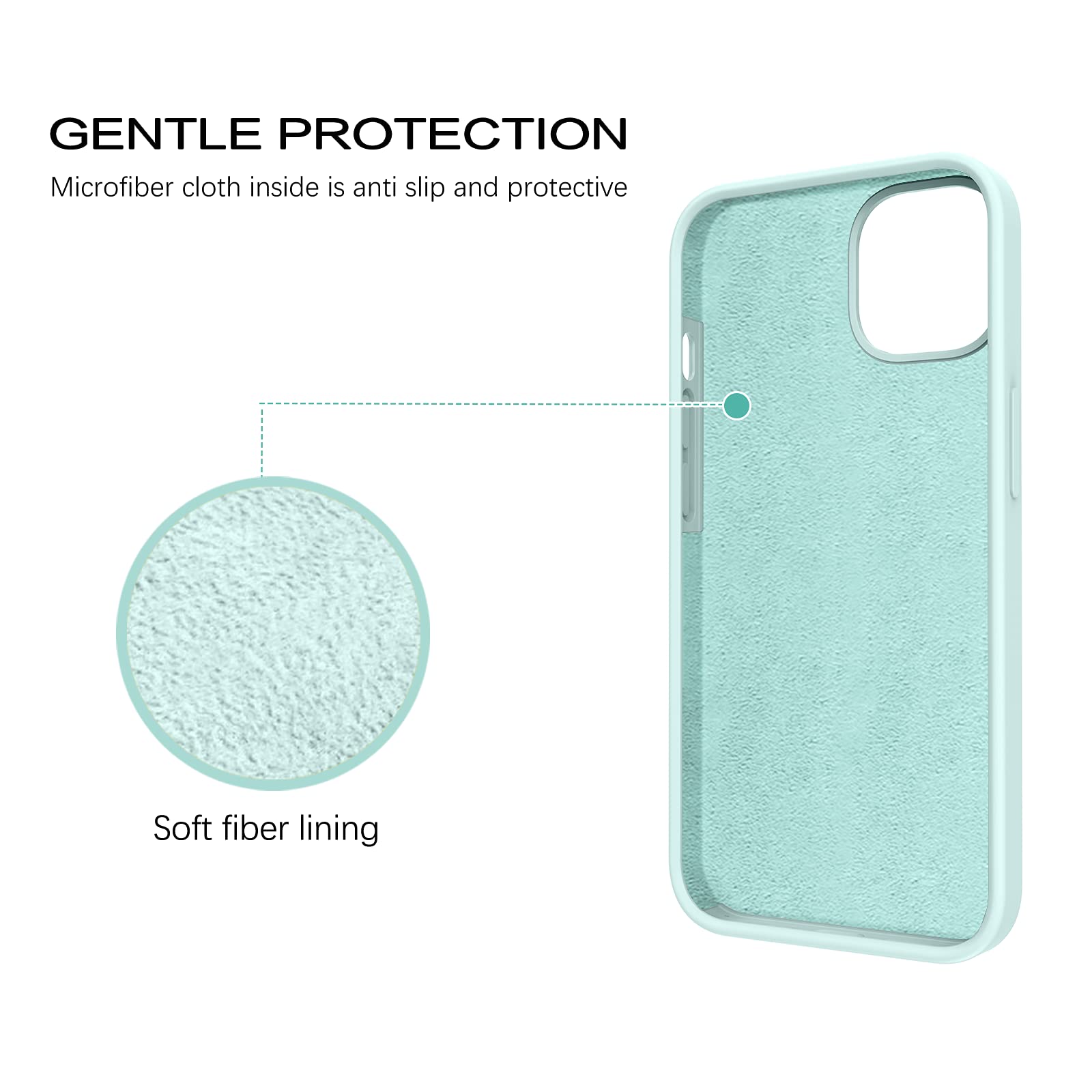 VENINGO iPhone 13 Case (6.1 Inch 2021) - Slim Fit Liquid Silicone Soft Gel Rubber Cover with Microfiber Lining | Shockproof, Anti-Scratch Protective Phone Case | Mint Green | Perfect for Everyday Use, Travel & Outdoor Activities