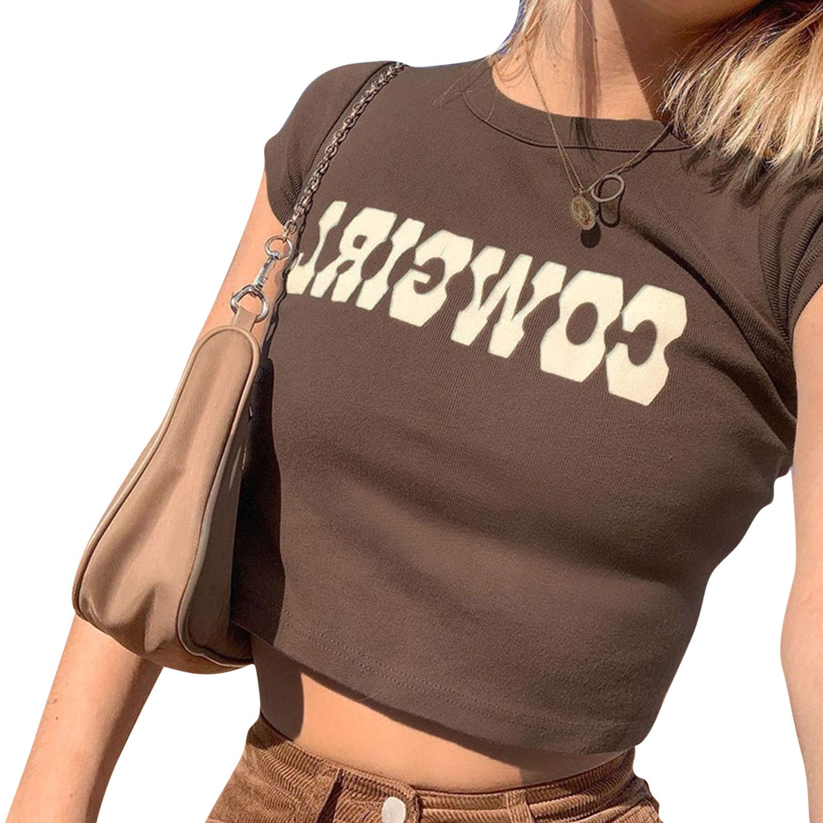 Trendy Women's Y2K Aesthetic Graphic Print Crop Top - Summer Fashion Short Sleeve O-Neck Tee Shirt for E-Girl Style | Perfect for Concerts, Festivals & Streetwear Outfits