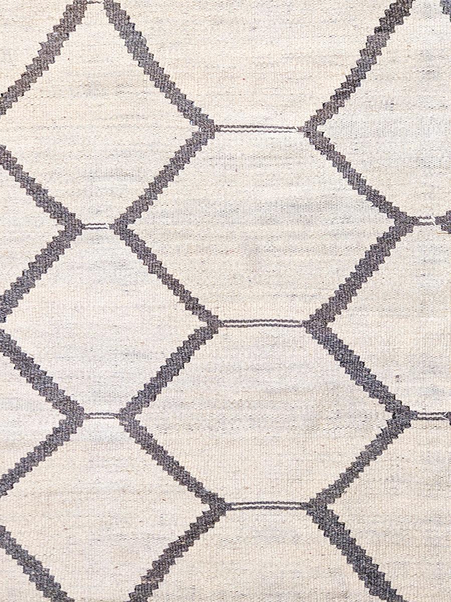 Twilight Modern Flatweave Wool Rug 4.7x3.1 Feet - Soft Handmade Area Rug for Living Room, Bedroom & Nursery - Neutral Bohemian Home Decor