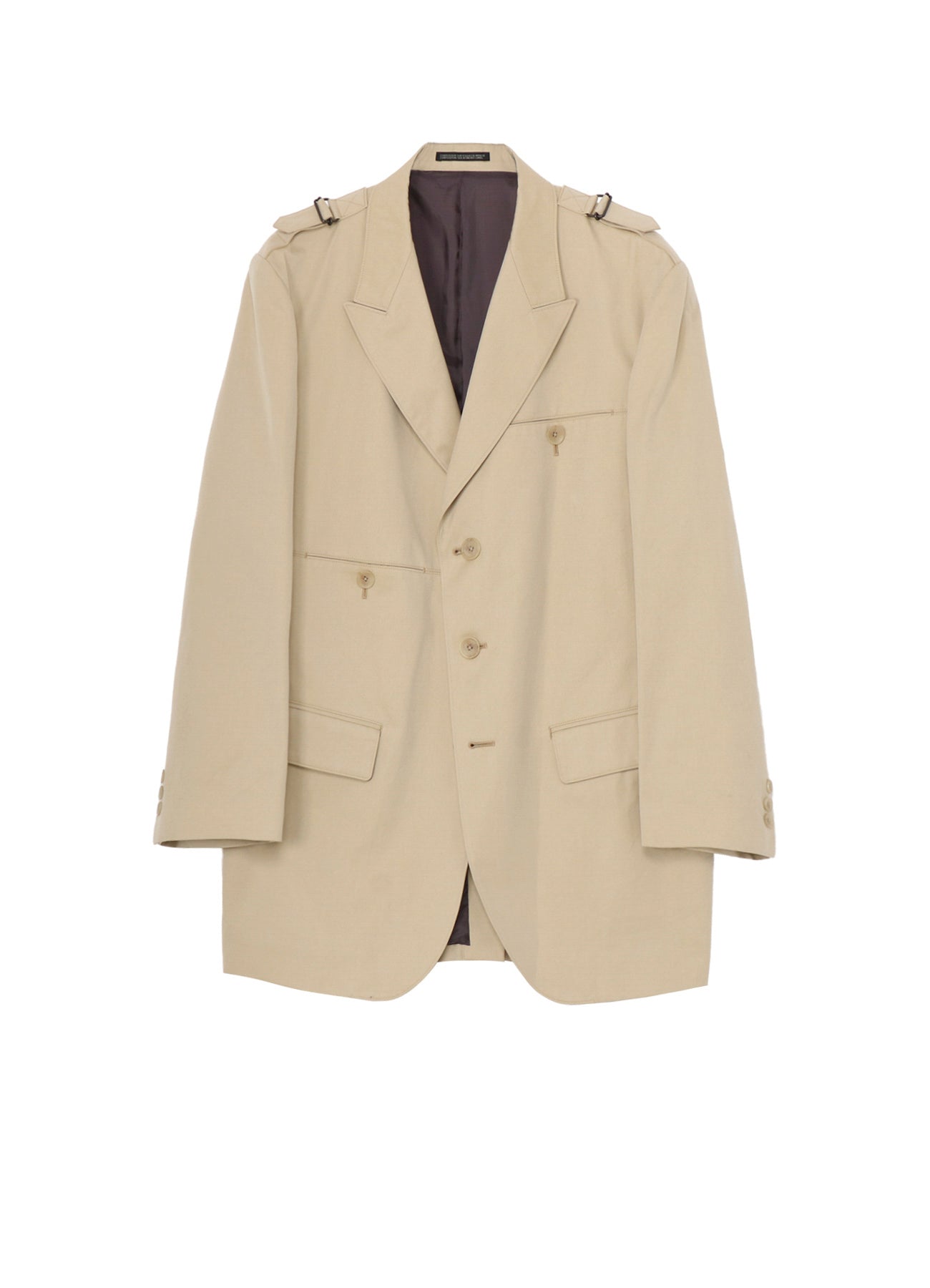 Premium Cotton Gabardine Jacket with Adjustable Shoulder Buckle & Peaked Lapel - Stylish Men's Outerwear for Business Casual & Office Wear