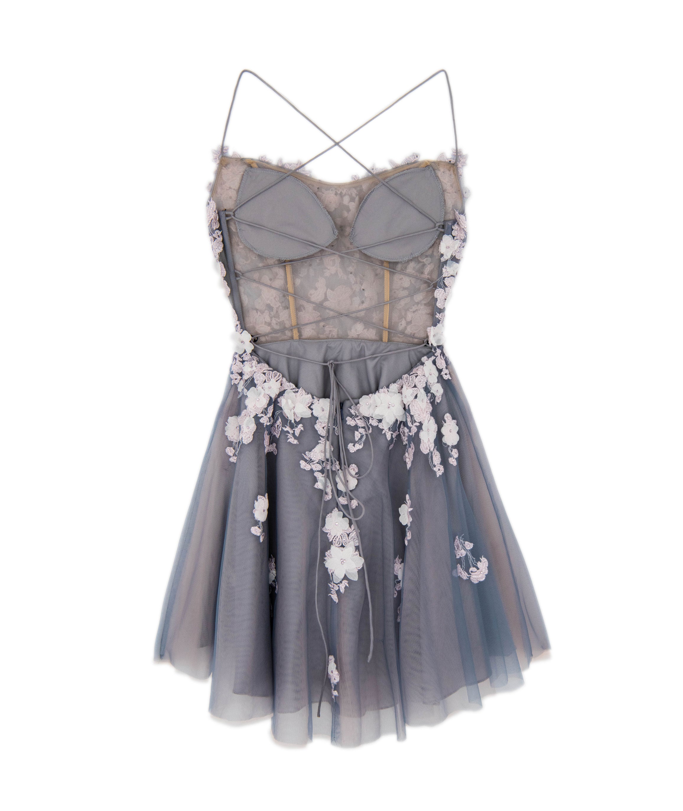 Alyce Women's Grey Penelope Floral Tulle Dress - Elegant Party Gown for Weddings, Prom & Special Occasions