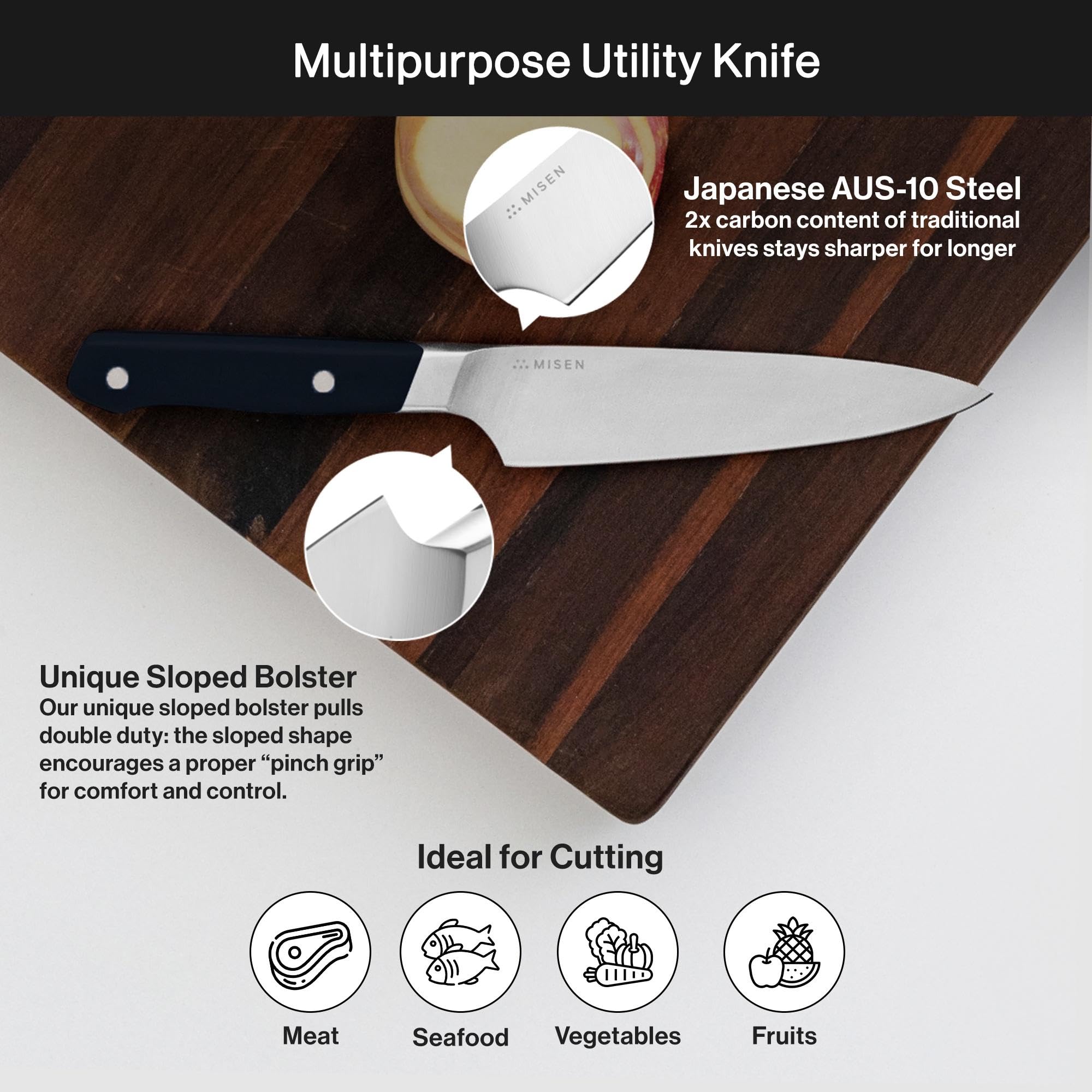 Misen Ultimate 6.8 Inch Chef's Knife - Professional Japanese High Carbon Stainless Steel Kitchen Knife - German & Japanese Hybrid Blade - Perfect for Slicing, Dicing & Chopping - Ideal for Home Cooks & Professional Chefs - Black