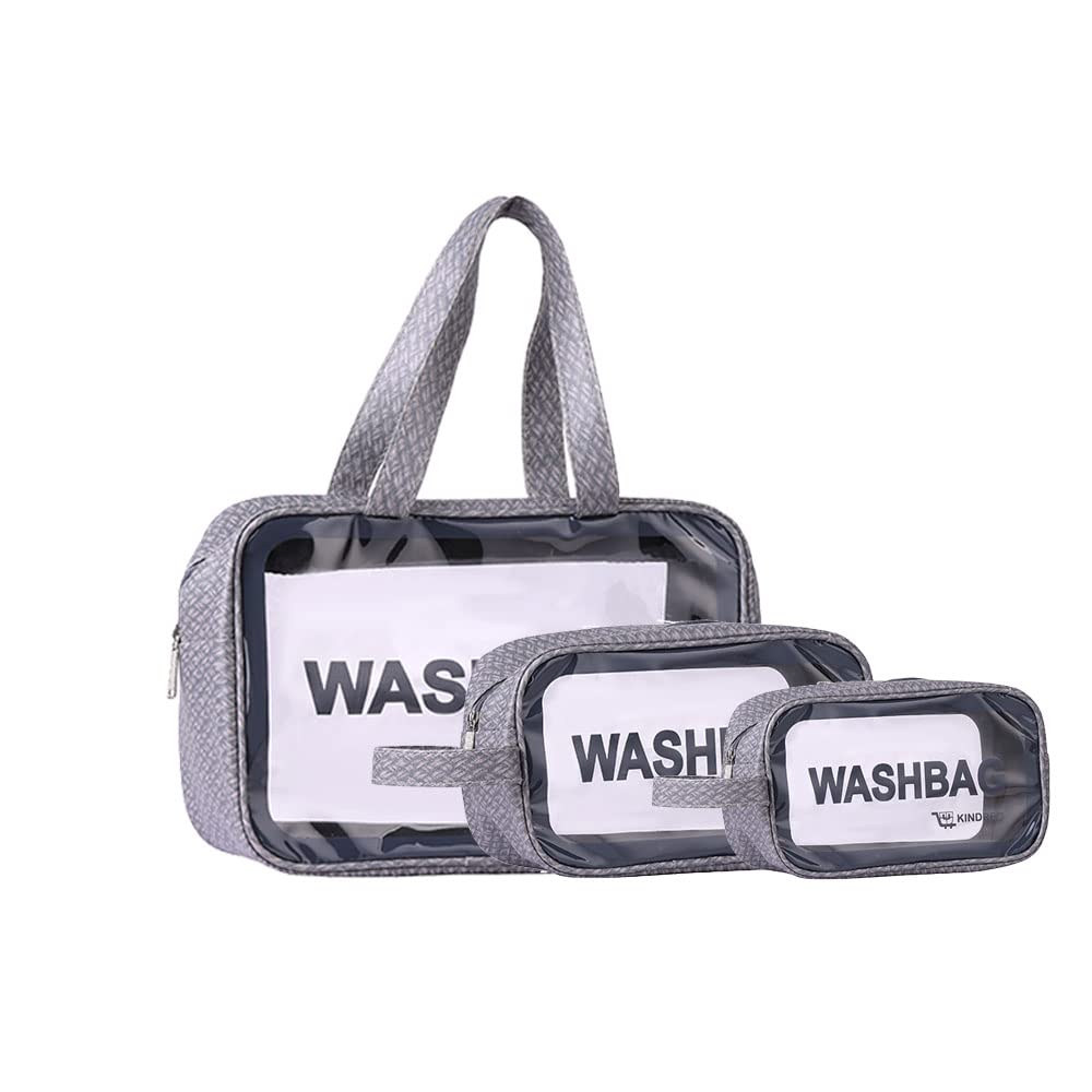 Waterproof Travel Cosmetic Bag Set of 3 - Transparent Toiletry Organizer with Handle for Women & Men | Perfect for Airplane, Gym, Camping & Daily Use