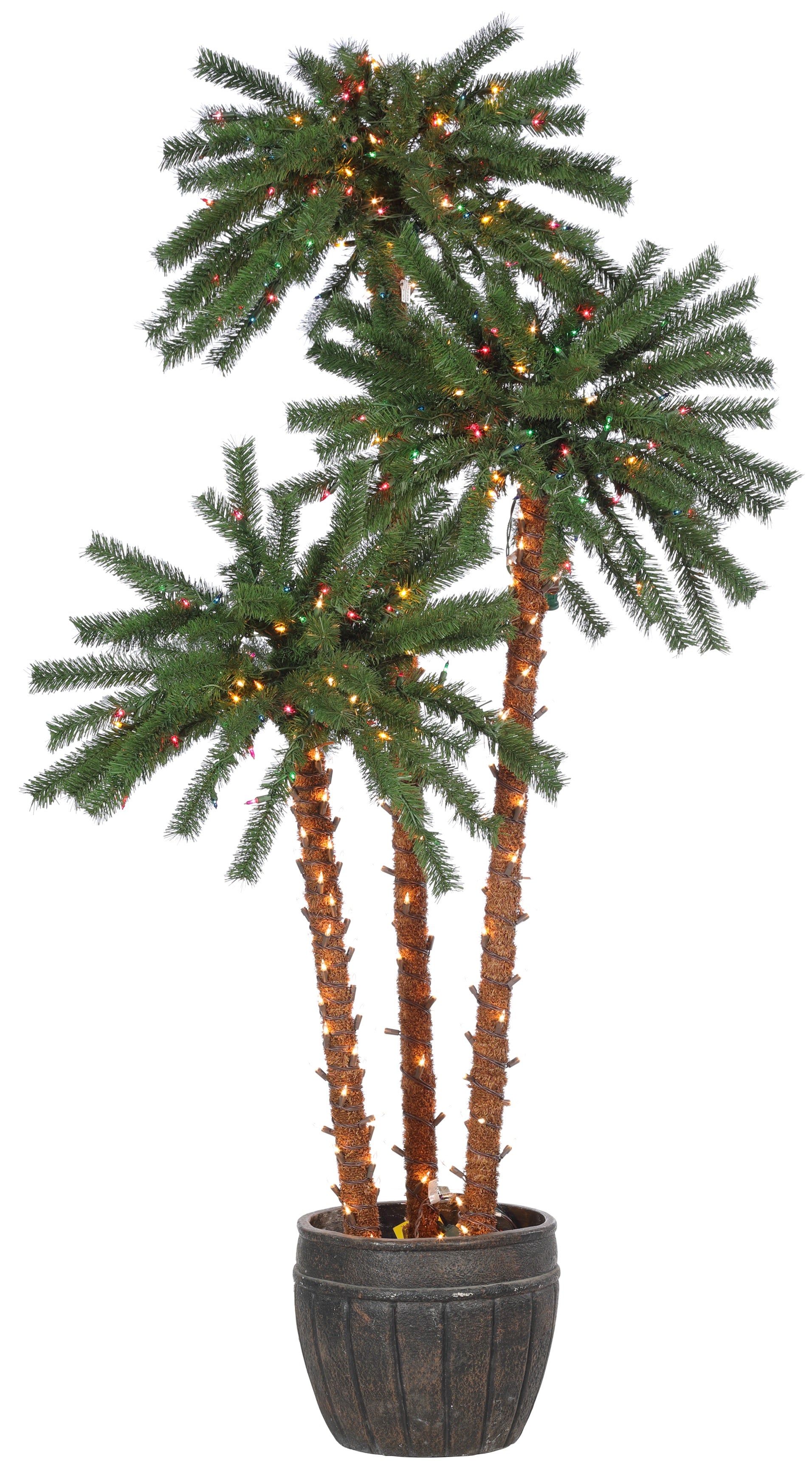 4 5 6 ft. Pre-Lit Potted Artificial Palm Tree with 500 Warm White Incandescent Lights - Perfect for Indoor Home Decor, Office, and Holiday Party Decoration
