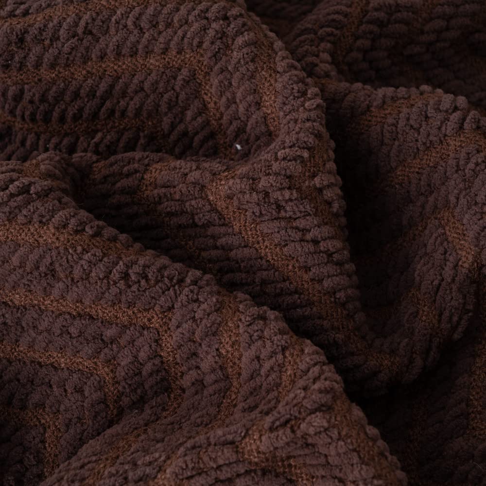 BATTILO HOME Dark Brown Knitted Throw Blanket 50