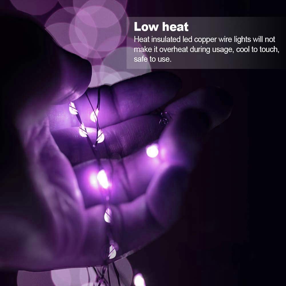 16 Pack 10 ft Battery Operated Fairy Lights - 30 LED Waterproof Mini String Lights with Copper Wire for DIY, Halloween, Christmas Decor - Purple Starry Firefly Lights for Bedroom, Garden, Wedding & Party Decorations