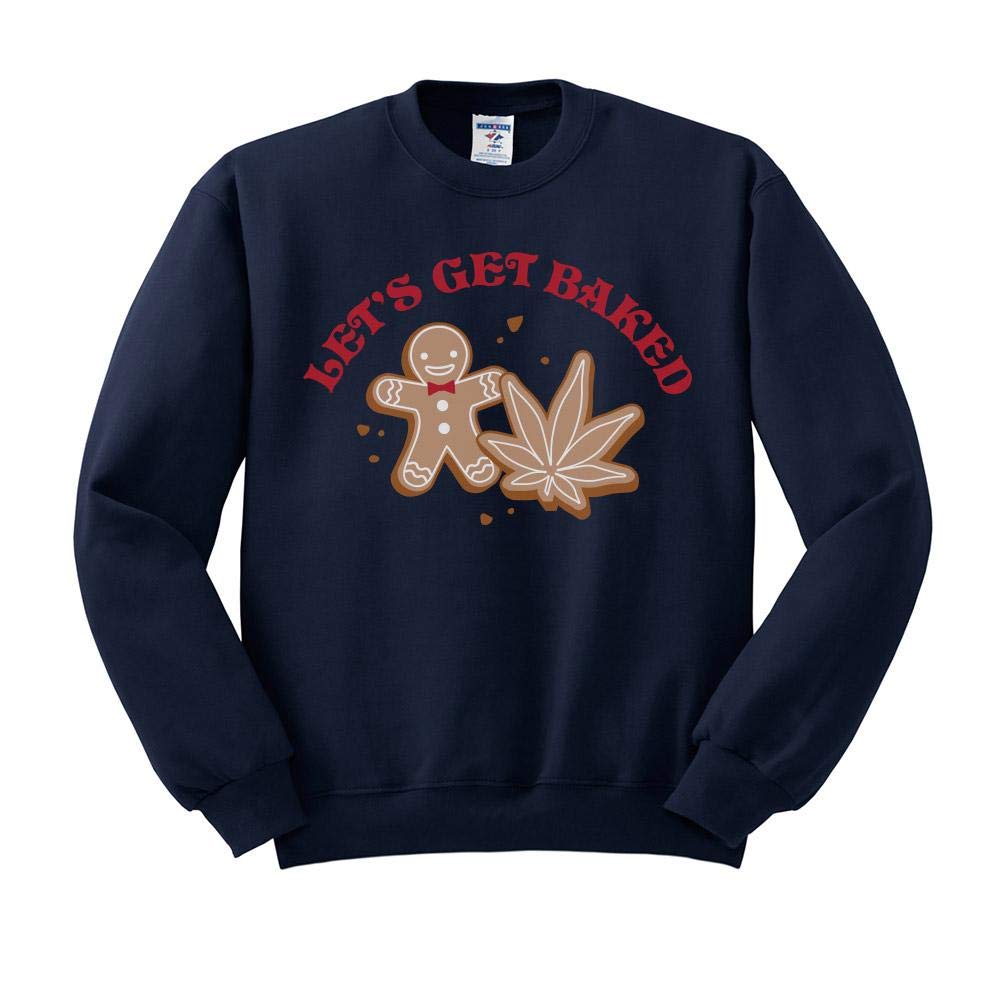 Funny Christmas Sweatshirt - 'Let's Get Baked' Cookie Design Unisex Holiday Pullover | Perfect for Ugly Sweater Parties & Festive Family Gatherings