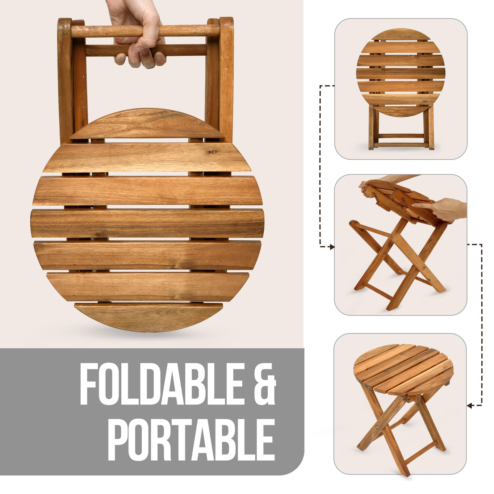 2-Pack Small Folding Wooden Tables - Round 13